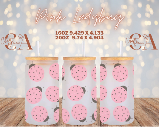 Pink Ladybug Vinyl Can Wrap