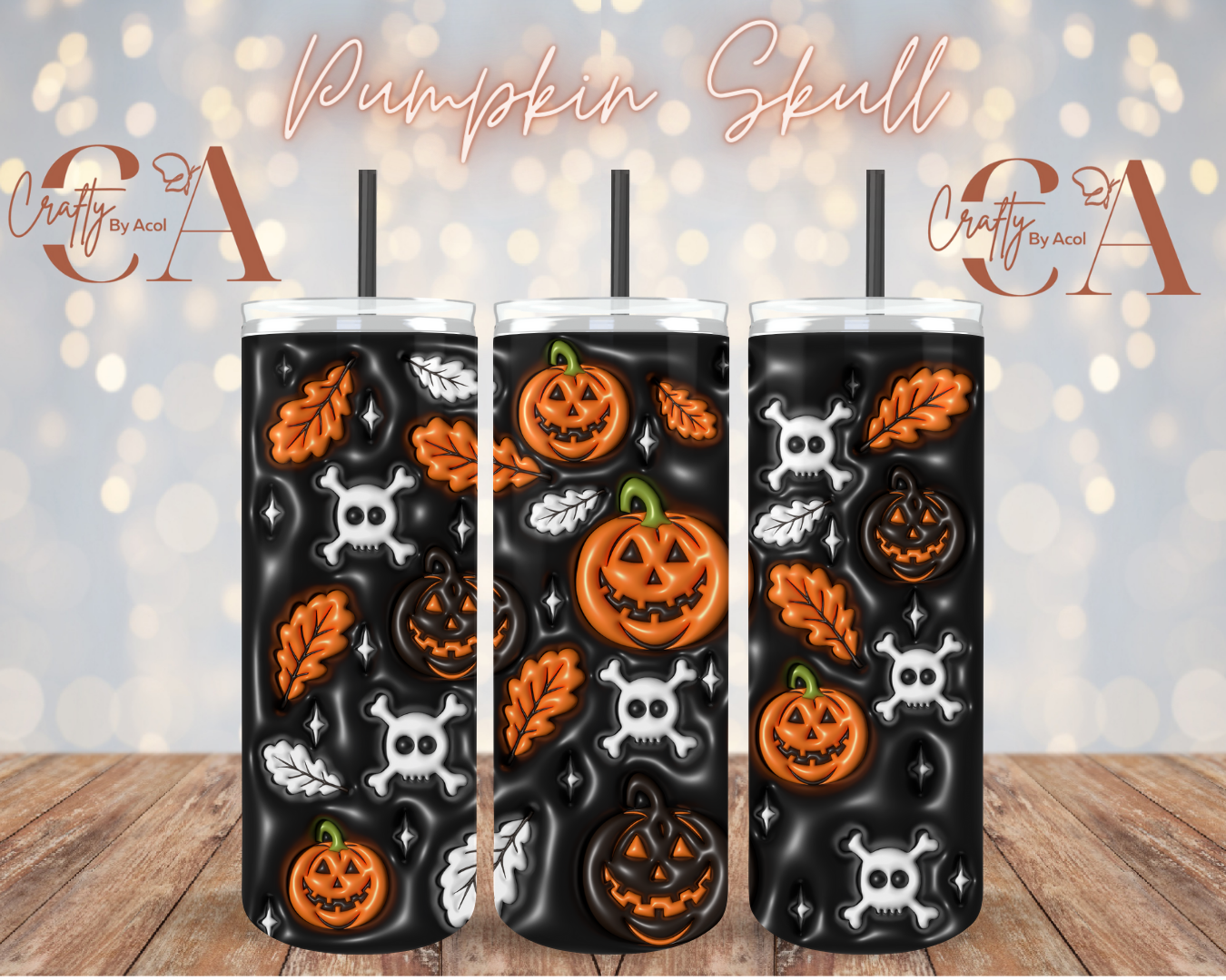 Pumpkin Skull Vinyl Can Wrap