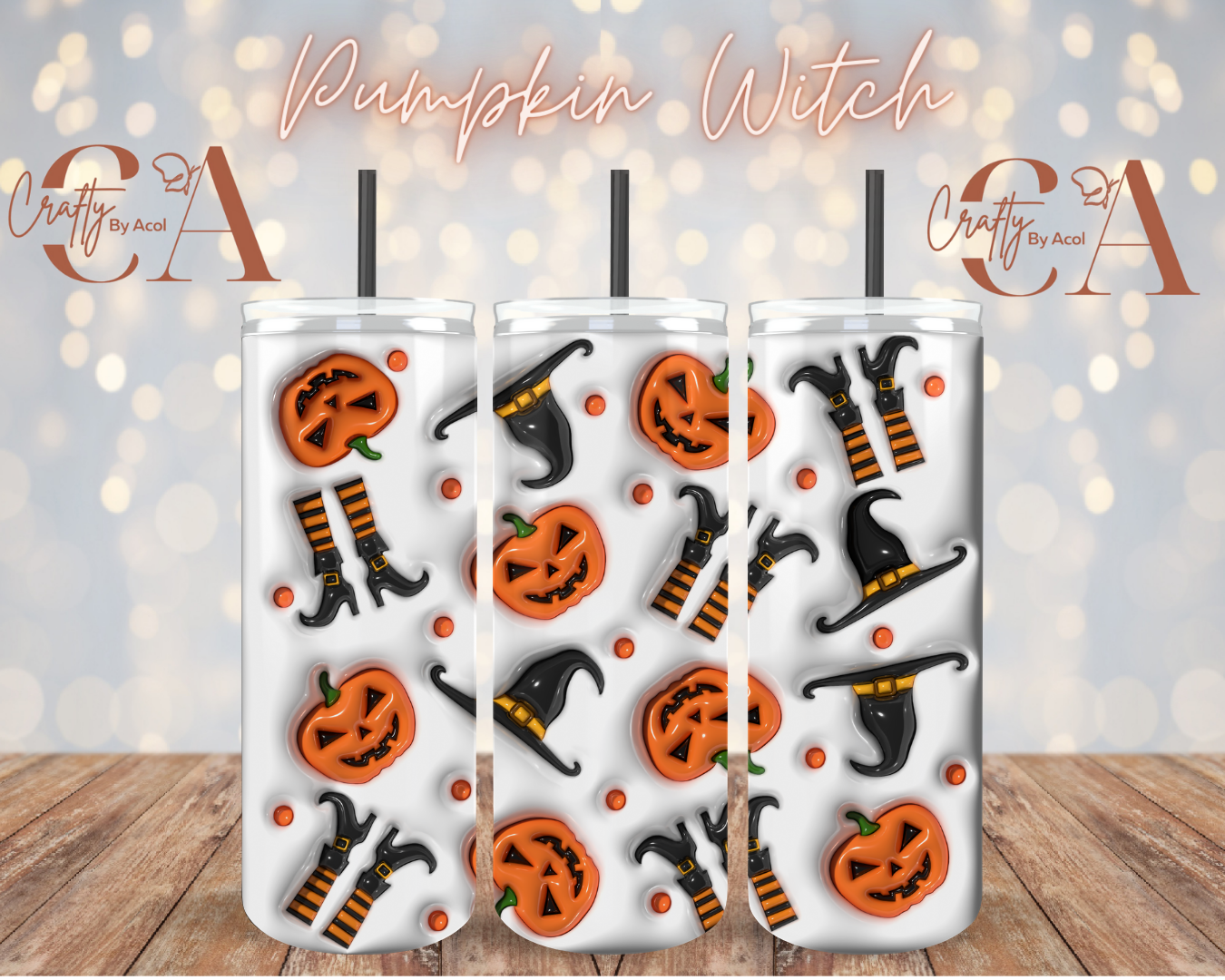 Pumpkin Witch Vinyl Can Wrap