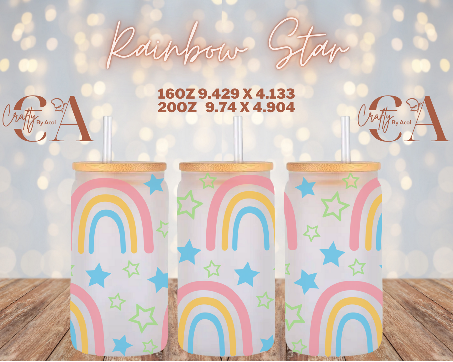 Rainbow Star Vinyl Can Wrap