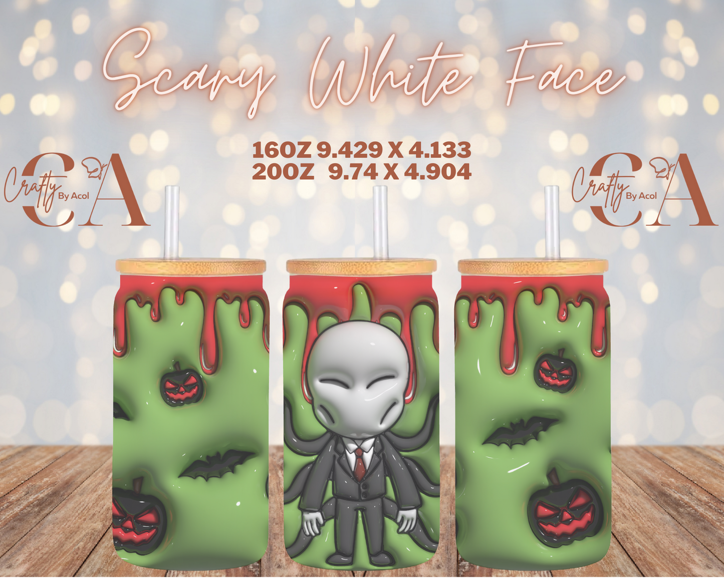 Scary White Face Vinyl Can Wrap