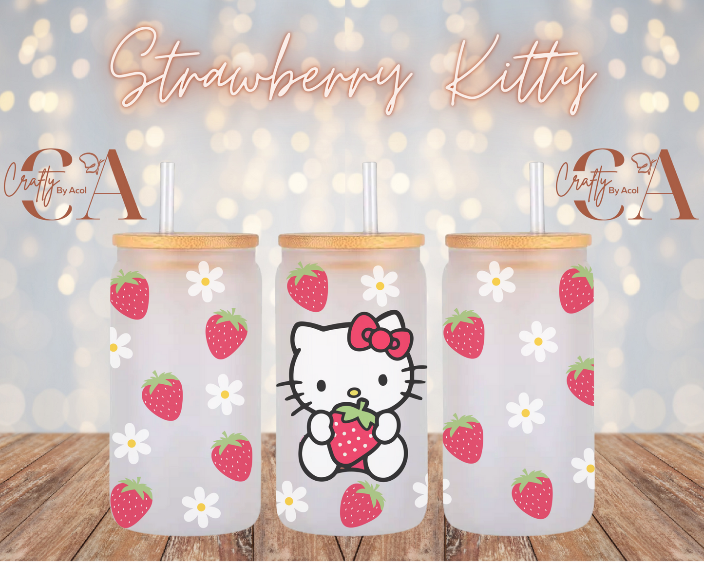 Strawberry Kitty Vinyl Can Wrap