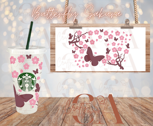 Butterfly Sakura Vinyl Can Wrap