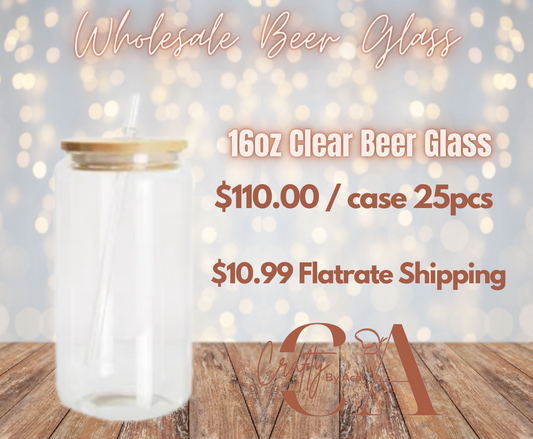 16oz Clear Sublimation Beer Glass BULK BOX