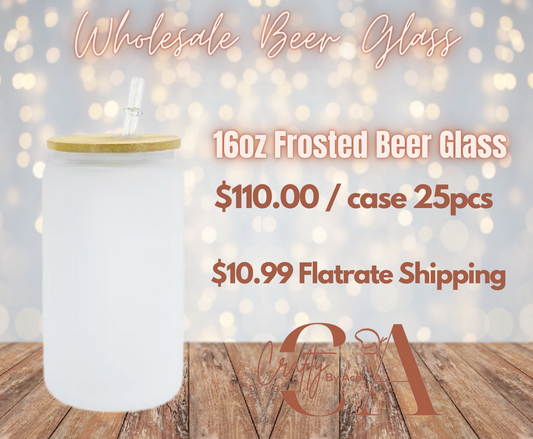 16oz Frosted Sublimation Beer Glass BULK BOX