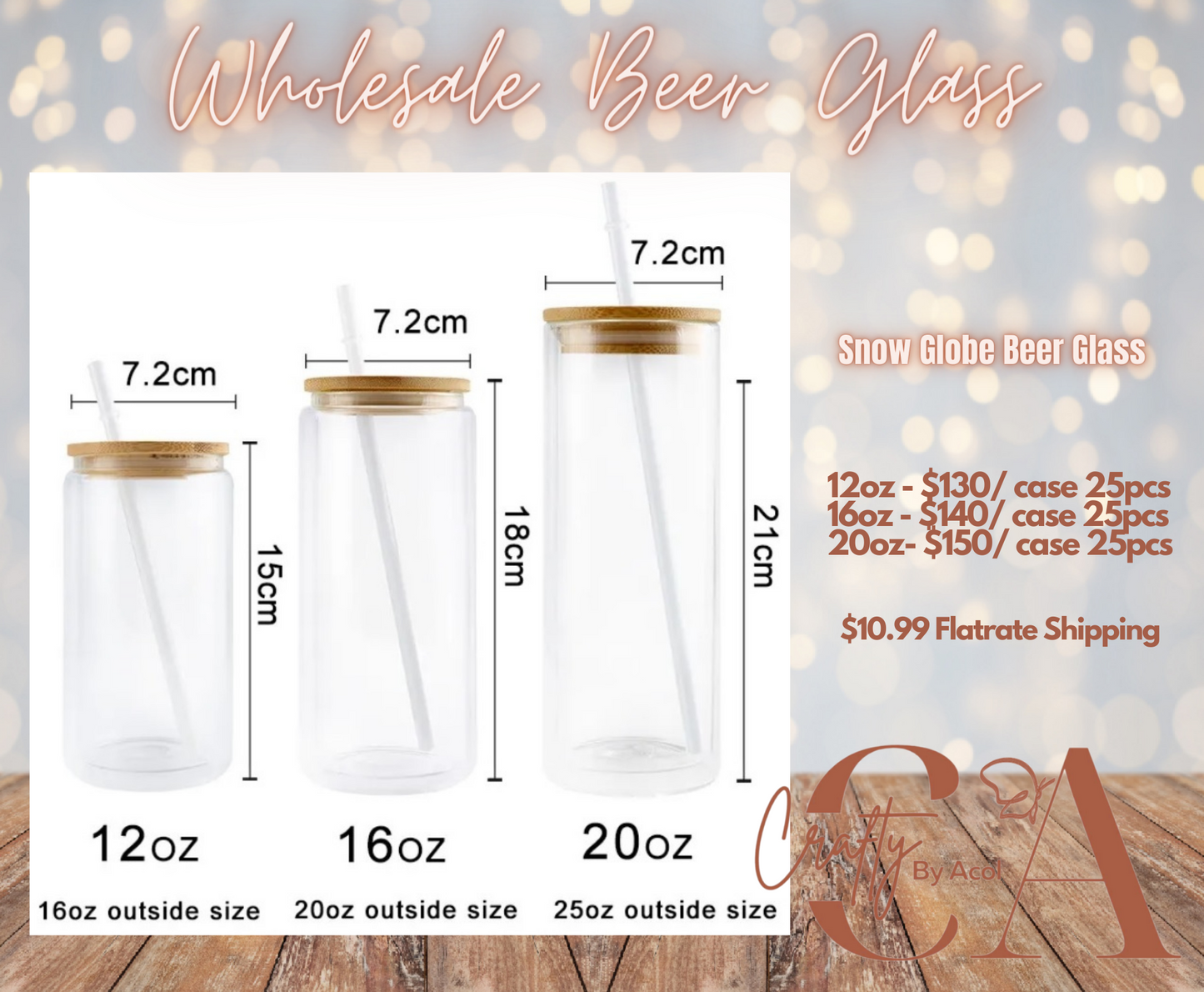 Snow Globe Beer Glass BULK BOX