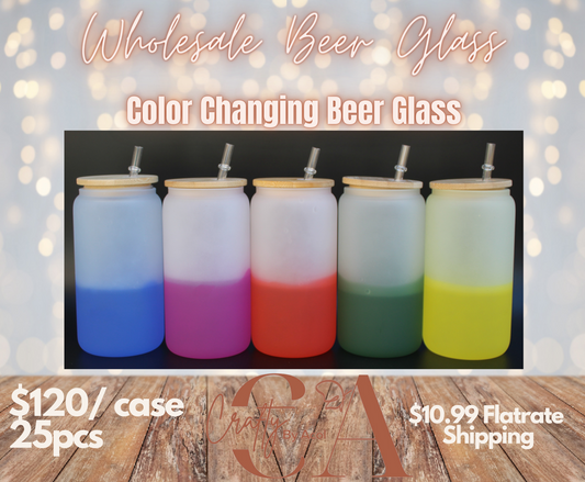 16oz Color Changing Sublimation Beer Glass BULK BOX