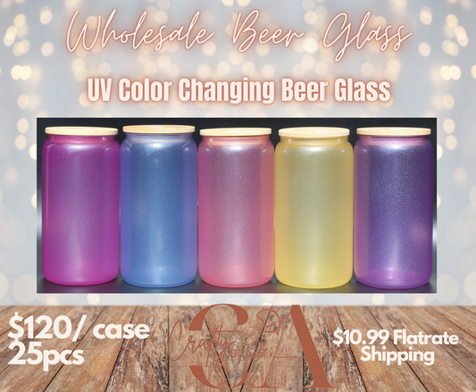 16oz Uv Color Changing Sublimation Beer Glass BULK BOX