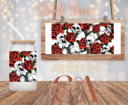 Skull Roses Vinyl Can Wrap