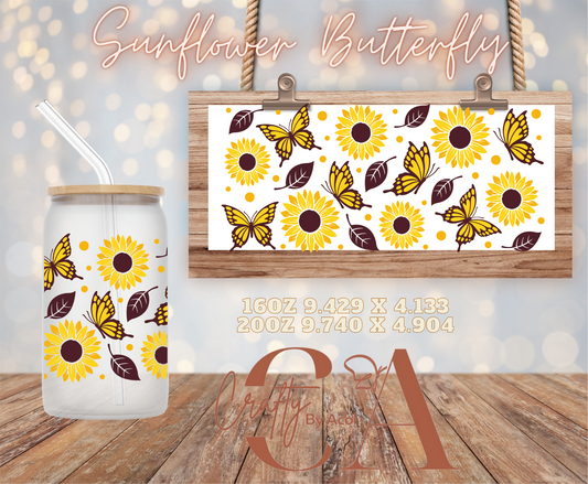 Sunflower Butterfly Vinyl Can Wrap