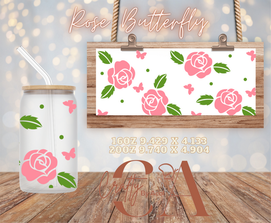 Roses Butterfly Vinyl Can Wrap