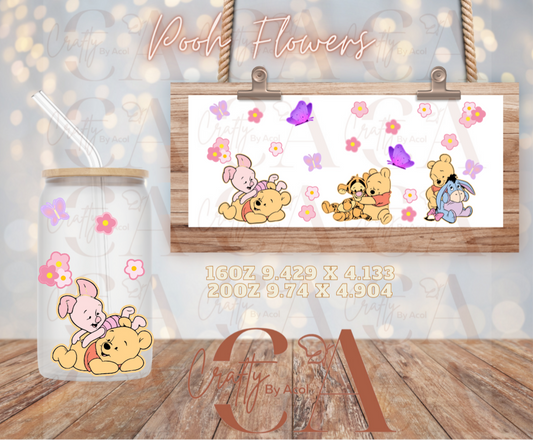 Pooh Flowers Vinyl Can Wrap