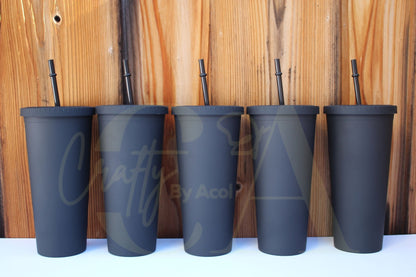 22oz Double Wall Matte Black Tumblers