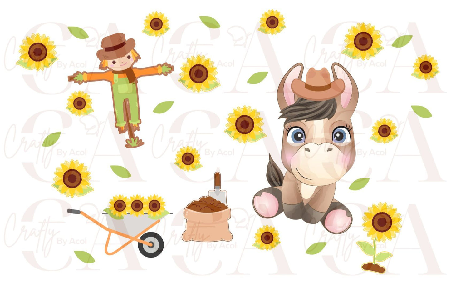 Horse Sunflower  Vinyl Can Wrap