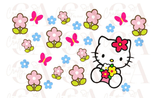 Kitty Flowers Vinyl Can Wrap