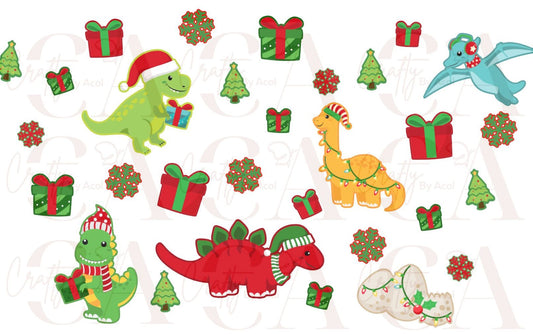 Holiday Dino Gifts Vinyl Can Wrap